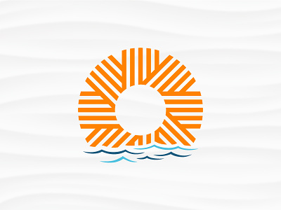 Rising Sun Icon good morning logo new day simple design sun thick lines water