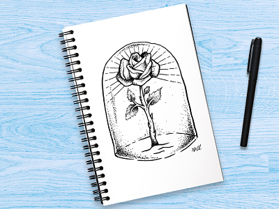 A Rose for H drawing illustration movie pen ink rose shading sketch sketch book stipple