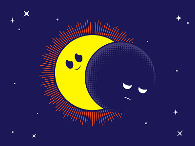 August 2017 Eclipse design illustration moon simple sun