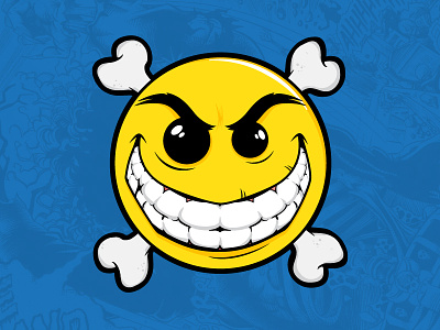 Smiley Button badge bones button chaos comic ernie evil face happy smile