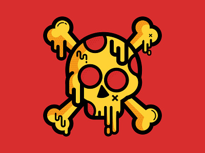 Death-By-Pizza food illustration mashup pirate pizza playoff skull sticker