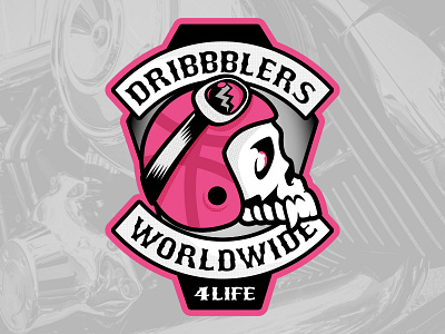 Dribbler 4Life Patch biker coffin dribbble life patch skull sticker worldwide