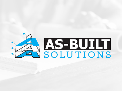 As-Built Solutions Concept architect black blue blueprints brand building engineering layers logo