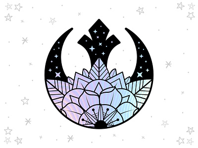 Rebel Rose Hologram badge black design illustration simple design star wars sticker vector