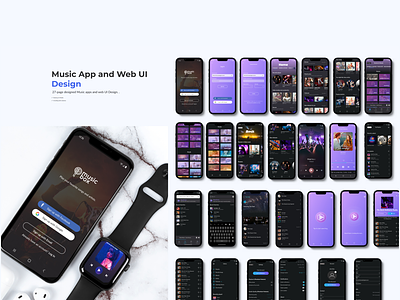Music Player App Design animation apps design branding design graphic design illustration landingpage logo music music app music ui ui uiux ux vector