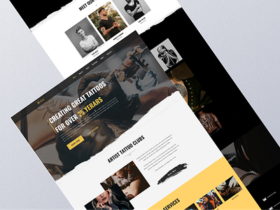 Tattoo website Landing Page Redesign animation branding design graphic design illustration landing page landingpage logo tattoo tattoo website design ui ui design ux vector website design website ui design