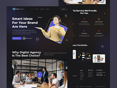 Digital Agency Website Landing Page Design 3d animation branding design digital agency ui design graphic design illustration landingpage langing page logo ui uiux design ux vector