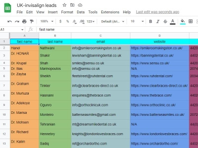 Invisalign Leads- United Kingdom b2b b2b leads b2c lead generation business email business leads copy pest data collection data entry data mining data scraping email finding email marketing google search lead generation linkedin lead linkedin research web research web scraping