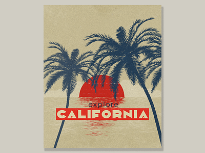 Retro California poster design design graphic design illustration typography vector