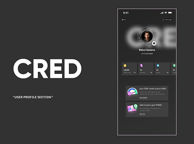 Glass Morphism for CRED design profile ui ui designer user user profile