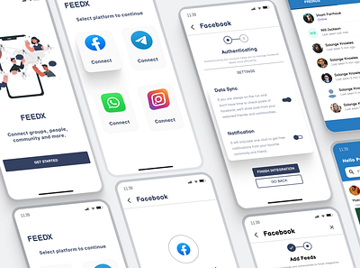 App that integrate posts, feeds from social media apps design facebook integration illustration integration setting linkedin integration ui ui design ui designer
