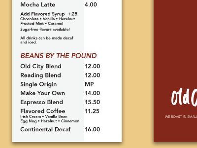 OCC // Quick Menu branding collateral menu