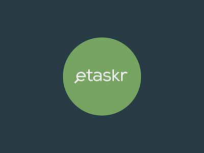 Etaskr logo brand circle custom identity lettermark logo magnifier round search type wordmark