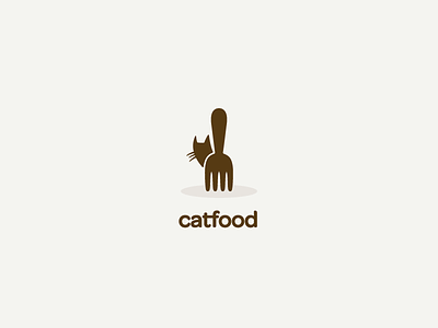 Catfood logo cat concept food fork logo mark