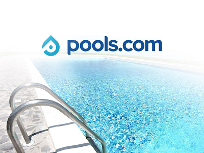 Pools.com logo blue drop icon logo mark negative space pools pools.com water