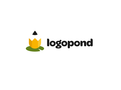 Logopond flower icon lily logo logopond pencil pond