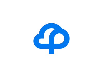 P / Cloud blue cloud letter logo mark no its not a tree p round sky