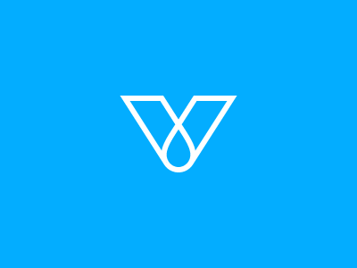 V / Droplet logo blue droplet letter logo mark minimal monogram water