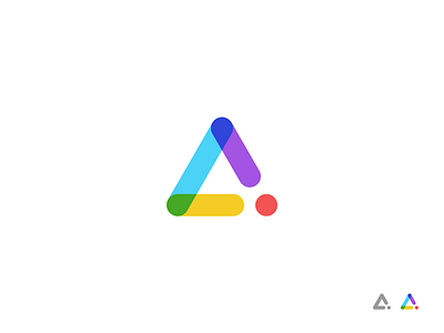 A! / Center arrow center colorful exclamation logo minimal point round