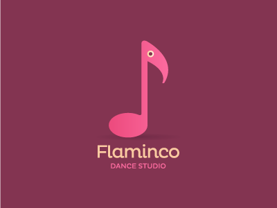 Flaminco bird dance flamenco flaminco flamingo logo music note symbol