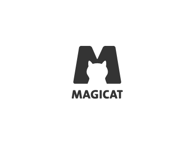 Magicat cat collar logo negative space stars symbol wip