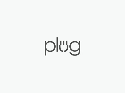 Plug brand electric fun idea logo mark negative space plug symbol unused concept