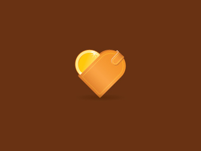 wallet / coin / heart concept logo icon mark coin wallet heart charity for sale sale