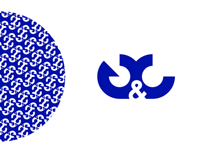 GC Logo anchor blue flat icon logo minimalistic monogram simple vector