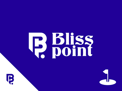Blisspoint Logo 2d blue branding design flat golf logo minimalistic simple vector