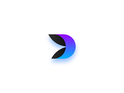 D Logo black blue d flower gradient logo minimalistic purple vector