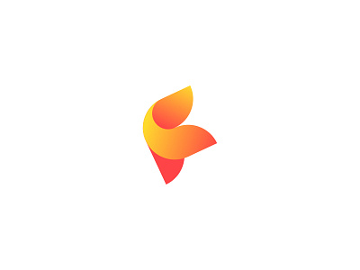 F Logo f fire flame gradient logo orange red vector