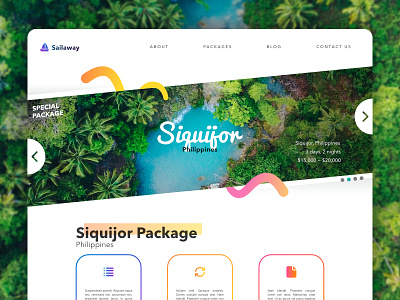 Sailaway Website booking gradient package shadow travel trip ui website