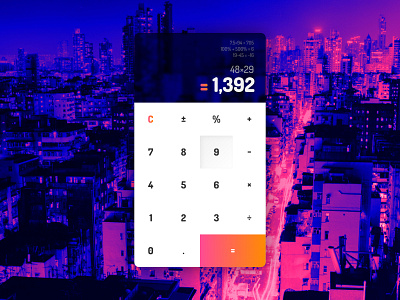 Calo app blur calculator clean design gradient material minimalistic shadow simple