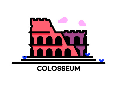 Colosseum illustration architecture building colosseum flat illustration minimalistic rome