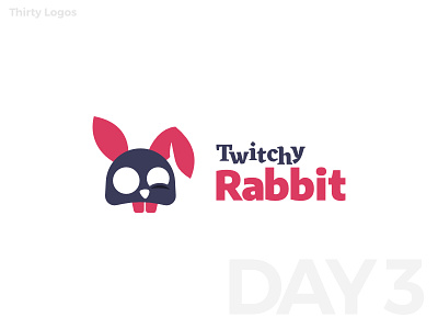 Thirty Logos #3 : Twitchy Rabbit 2d animal flat font icon logo minimalistic rabbit simple thirty logos twitchy rabbit typography
