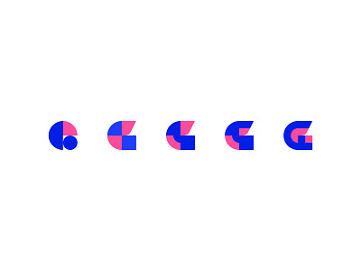 G Exploration 2d blue design flat icon logo minimalistic pink simple unused vector