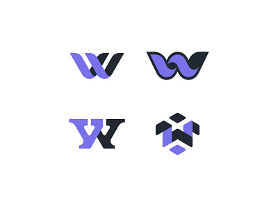 W Exploration 2d black design flat icon logo minimalistic purple simple unused vector