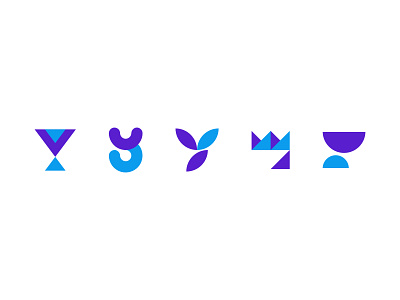 Y Exploration 2d blue design flat icon logo minimalistic purple simple typography unused vector