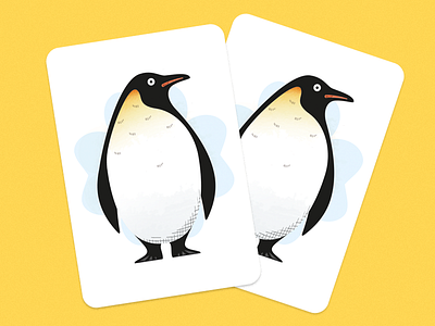 A pair of penguins birds black pen card deck digital illustration joao casaca jtcasaca mix pair penguin