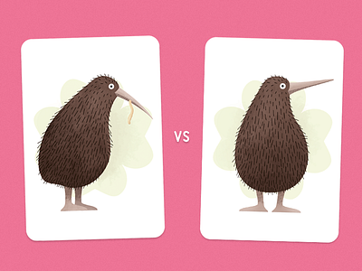 Which kiwi should I pick? animals birds black pen brown card deck casaca digital illustration illustration kiwi mix pink watercolor