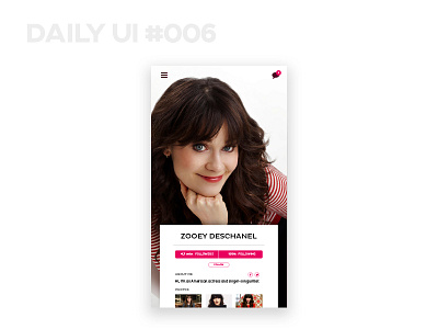 User Profile - Daily UI 006 actress app challenge dailyui photoshop sketchapp tv series ui user profile web design zooey deschanel