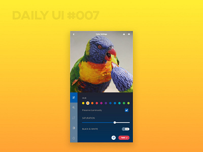 Settings - Daily UI #007 app challenge colors dailyui edit photos parrots photoshop settings sketchapp ui web design