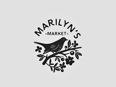 marilyn’s market 💐 bird bird logo branch cute floral flower icon flower logo flowers leaves logo market retro vintage