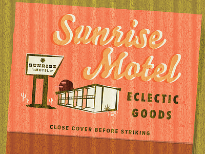 sunrise motel branding desert hotel logo matchbook matches motel retro vacation