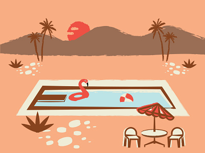 when it feels like fall outside but want summer back beach ball flamingo palm tree pool poolside retro summer sun swimming warm