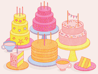 give me all of the cake birthday birthday cake birthday candle cake cake slice candles dessert retro sprinkles stars tea