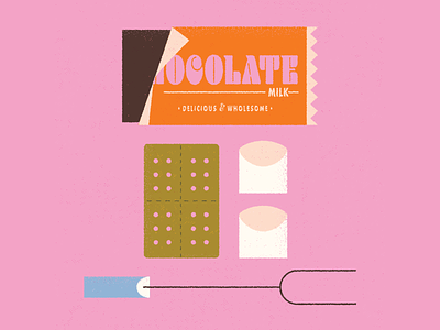 vectober // 03 // s'mores campfire camping candy chocolate dessert graham crackers marshmallow packing design retro smores snack summer yum
