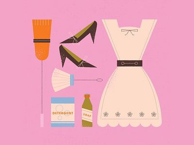 vectober // 19 // uniform apron broom clean cleaning halloween heels inktober maid outfit retro shoes uniform vectober