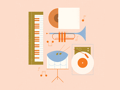 vectober // 20 // sound band drums music notes piano sound trumpet