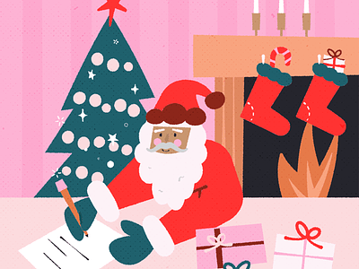He's making a list, he's checking it twice christmas christmas tree fireplace holidays list presents santa stockings writing xmas